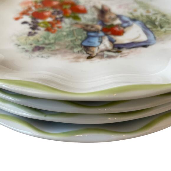 Beatrix Potter Peter Rabbit and Mother Strawberry 8” Salad Plates Set of 4 NEW - Picture 7 of 12